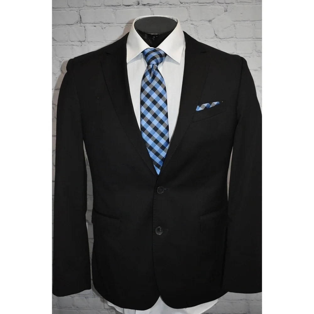 Hugo Boss Wool Blazer Sports Coat Jacket Mens Size 40 Reg Black Guabello Wool *